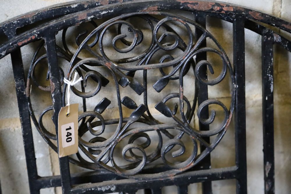 A pair of wrought iron gates, total width 234cm, height 112cm